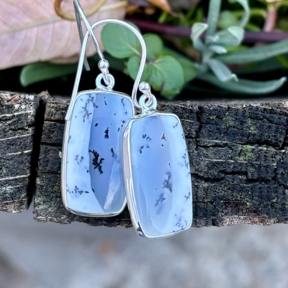 SET! Merlinite Dendritic Opal Necklace & Earrings - Picture 10 of 13